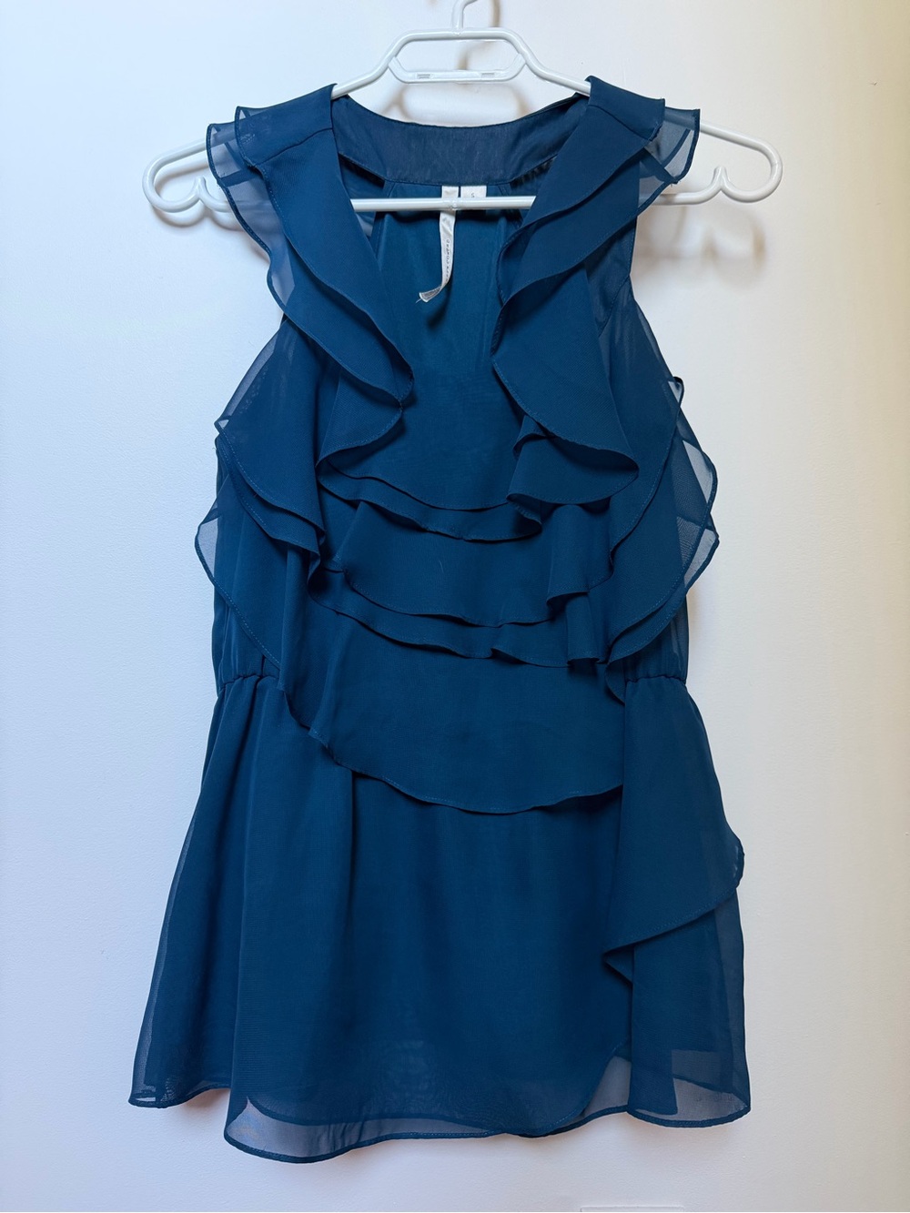 LC Lauren Conrad Teal Ruffled Sleeveless Chiffon Blouse